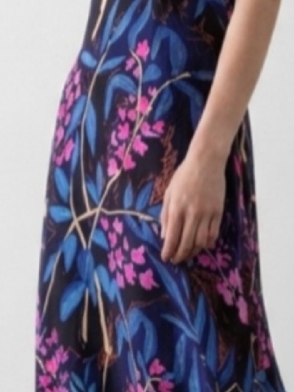 Maeve Floral Cold-Shoulder Midi Dress Size S Blue Pink